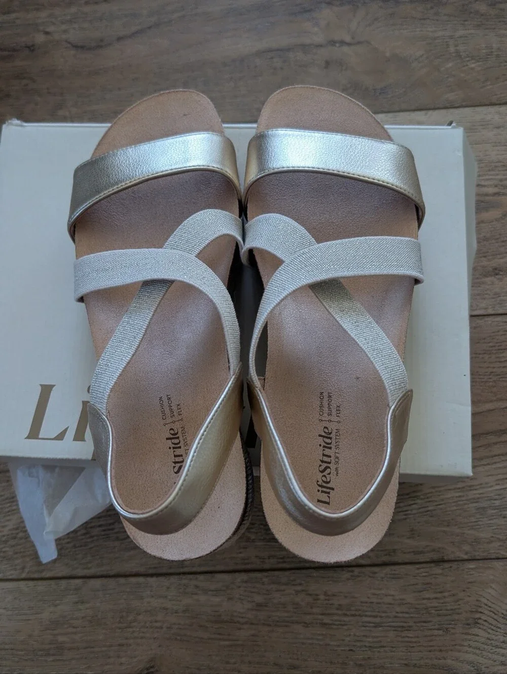 Women's Metallic Slingback Cross-Strap Sandals - Gold